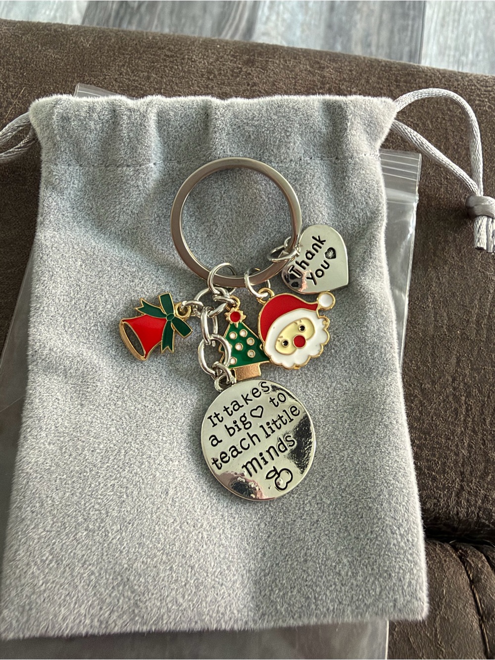 5/$25 Holiday Teacher Keychain - Red, Green, White Christmas Charms
